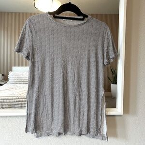Zara Trafaluc Striped Side Slit T-Shirt
